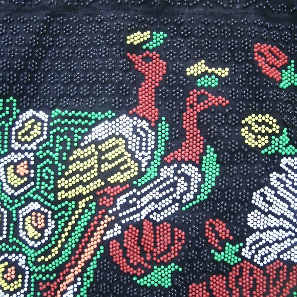 Vintage Beaded Peacock Jerusalem Drawstring Tote Bag - Picture 5 of 16